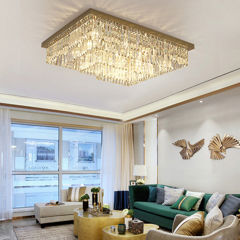 Geometric Flush Mount Fixture Modern Crystal Flush Light for Living Room