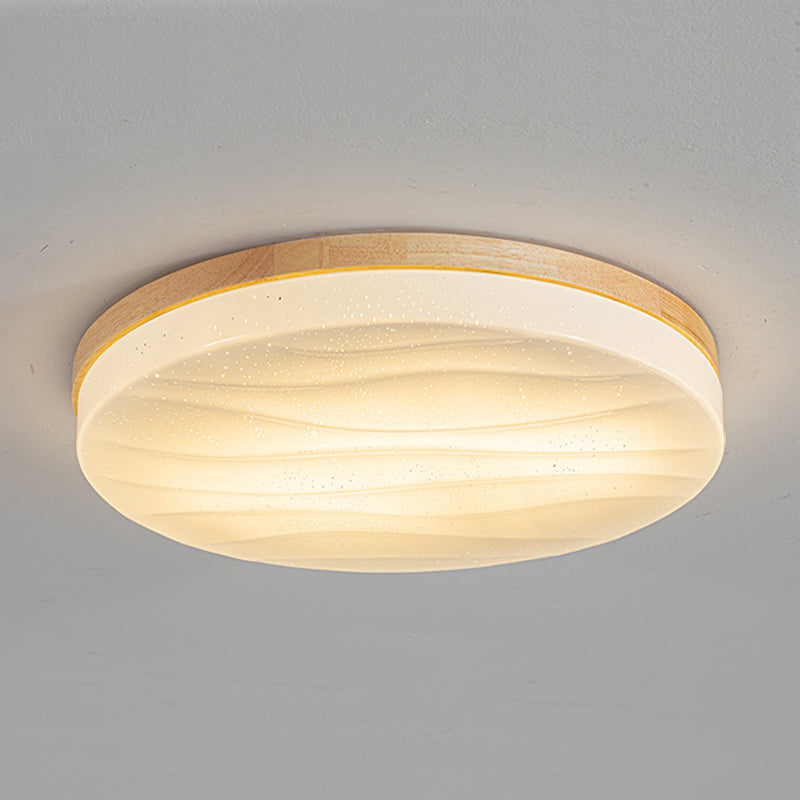 1 Light Geometric Flush Mount Light Fixture Modern Wood Flush Light