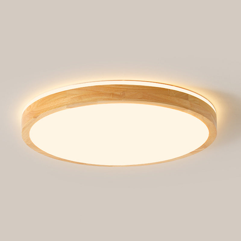 Wood Circular Flush Mount Light Fixture Modern 1 Light Flush Mount