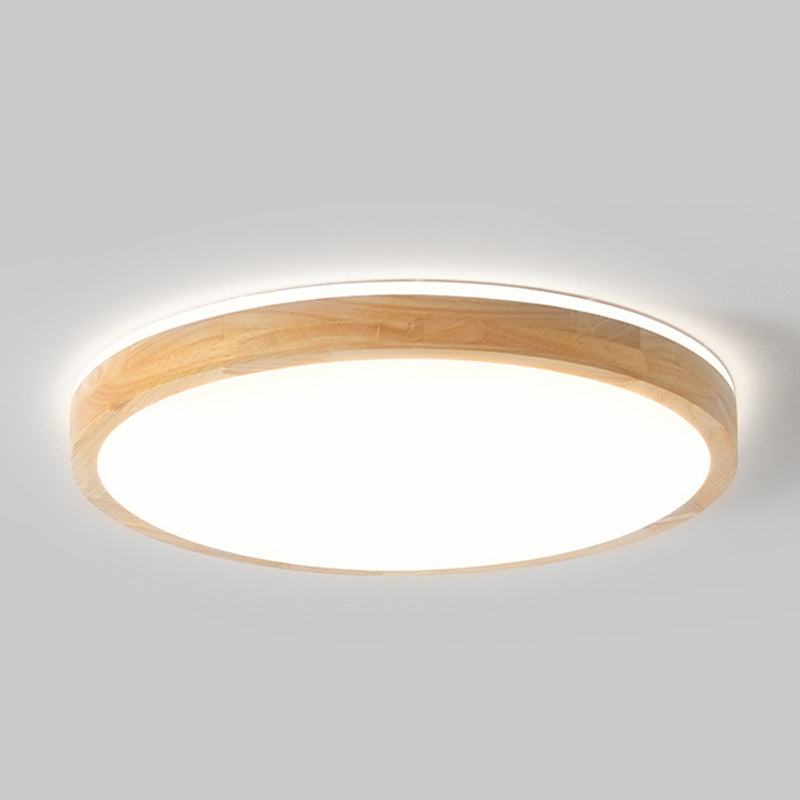 Wood Circular Flush Mount Light Fixture Modern 1 Light Flush Mount