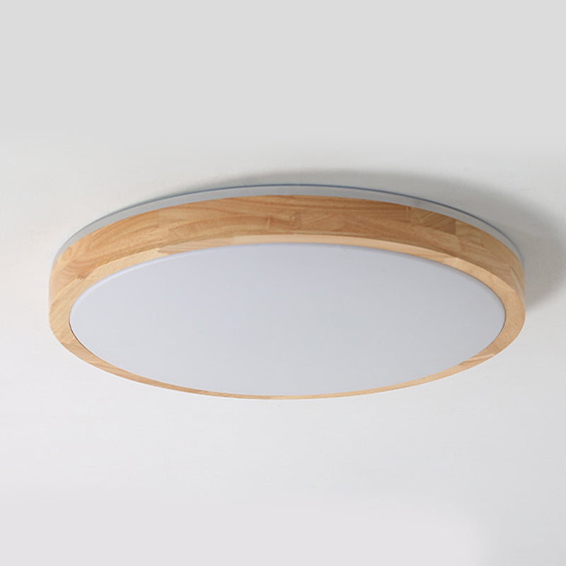 Wood Circular Flush Mount Light Fixture Modern 1 Light Flush Mount