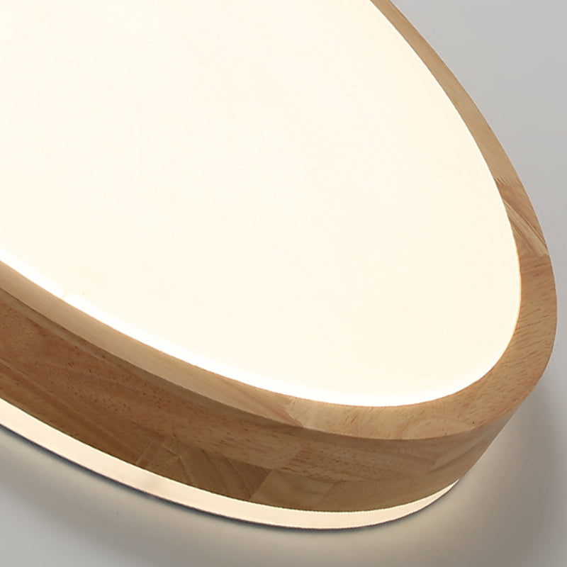 Wood Circular Flush Mount Light Fixture Modern 1 Light Flush Mount