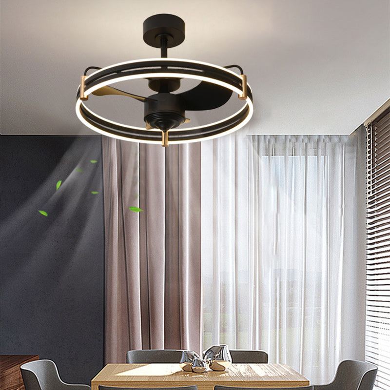 Modern Single Black/White Ceiling Fan Lamp Unique Ceiling Fan Light for Dining Room