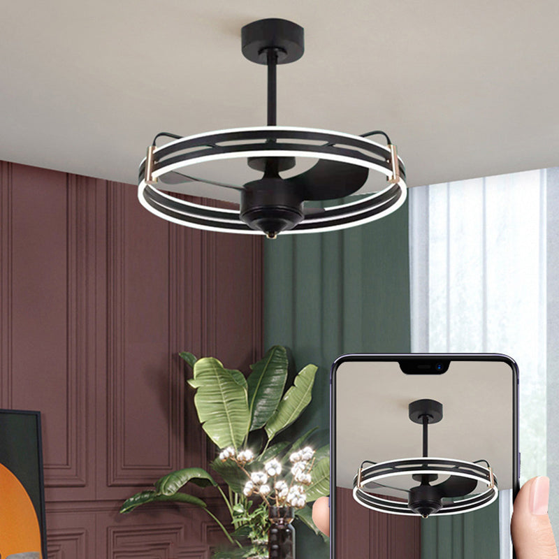 Modern Single Black/White Ceiling Fan Lamp Unique Ceiling Fan Light for Dining Room