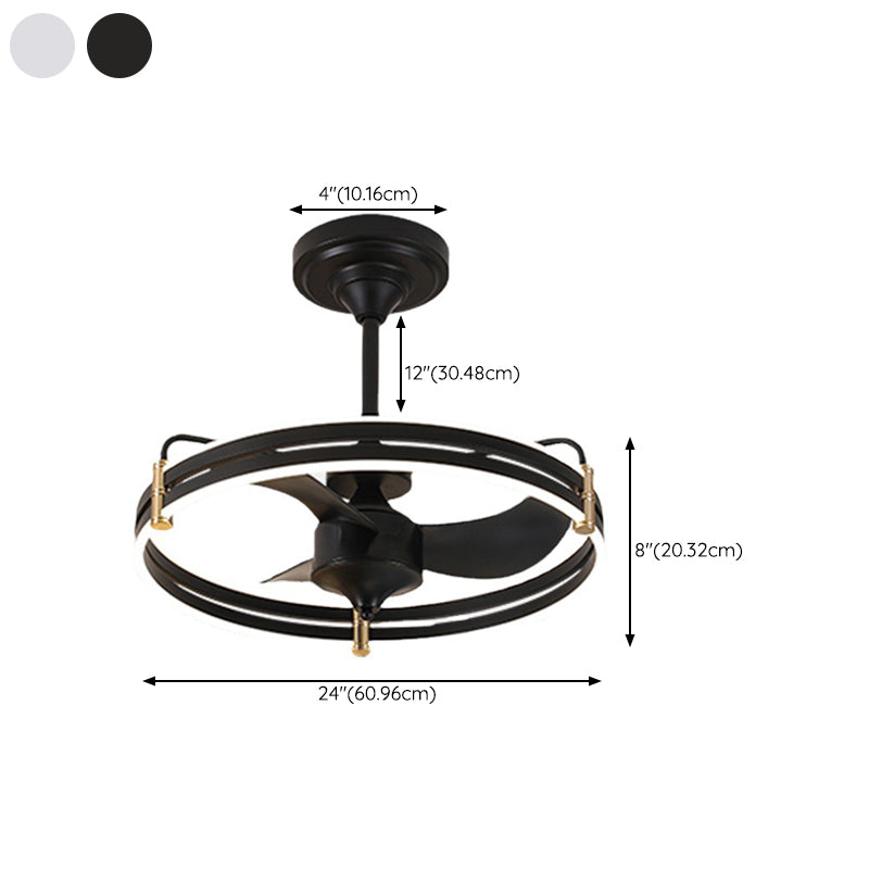 Modern Single Black/White Ceiling Fan Lamp Unique Ceiling Fan Light for Dining Room