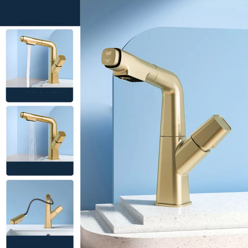 Modern Swivel Spout Vessel Faucet Centerset Bathroom Faucet with Knob Handle