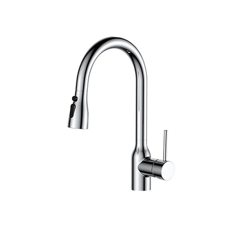 Contemporary Single Handle Kitchen Faucet Pull Out 1 Hold Bar Faucet with No Sensor