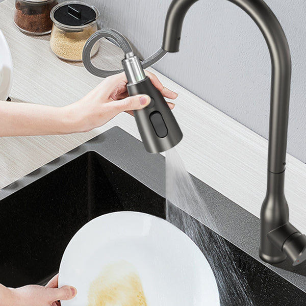 Contemporary Single Handle Kitchen Faucet Pull Out 1 Hold Bar Faucet with No Sensor