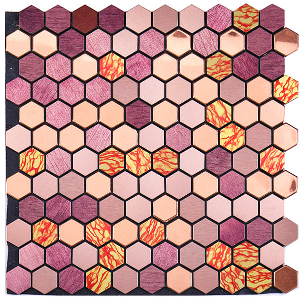 Modern Tile-Peel & Stick Metal Mosaic Tile Hexagonal Peel & Stick Subway Tile