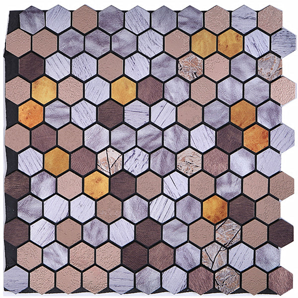 Modern Tile-Peel & Stick Metal Mosaic Tile Hexagonal Peel & Stick Subway Tile