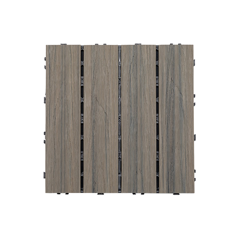 Tradition Square Wood Tile Wire Brushed Brown Engineered Wood for Patio Garden