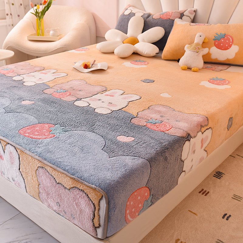 Micro Flannel Sheet Cartoon Pattern Breathable Ultra-Soft Non-Pilling Sheet