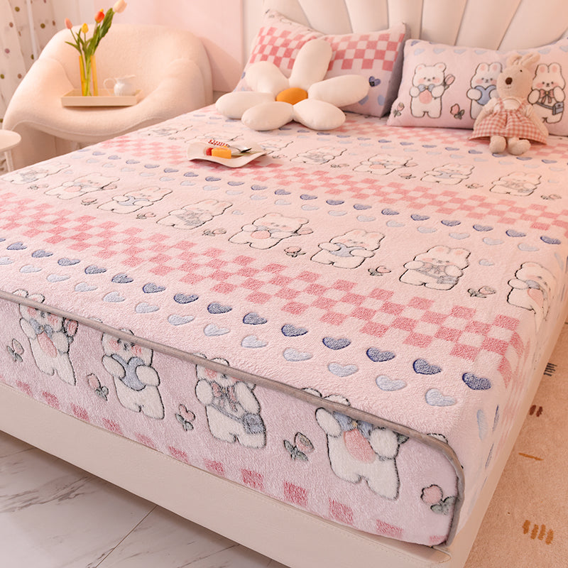 Micro Flannel Sheet Cartoon Pattern Breathable Ultra-Soft Non-Pilling Sheet