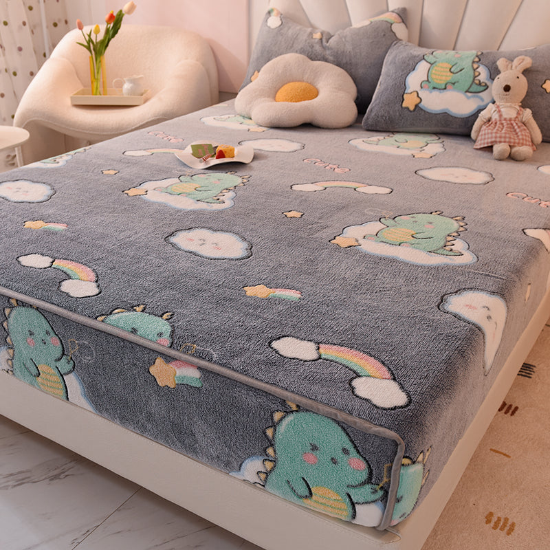 Micro Flannel Sheet Cartoon Pattern Breathable Ultra-Soft Non-Pilling Sheet