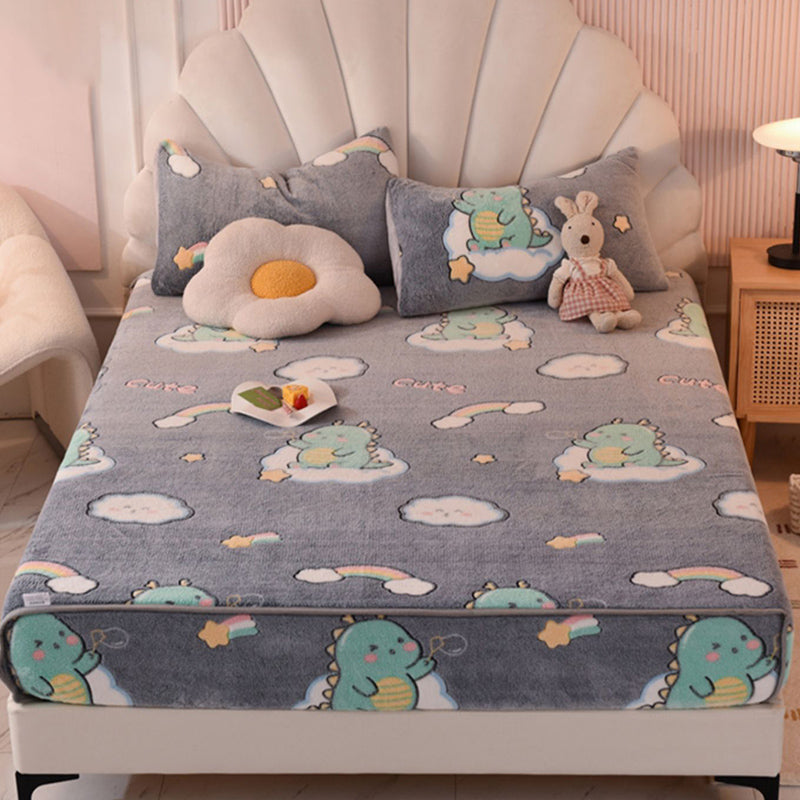 Micro Flannel Sheet Cartoon Pattern Breathable Ultra-Soft Non-Pilling Sheet