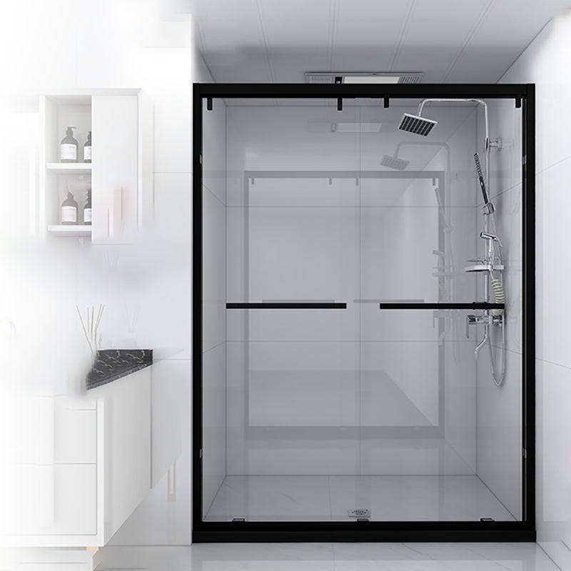 Tempered Glass Shower Bath Door Transparent Metal Semi Frameless Sliding Shower Door