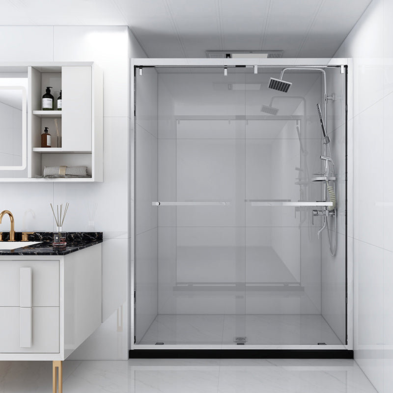 Tempered Glass Shower Bath Door Transparent Metal Semi Frameless Sliding Shower Door