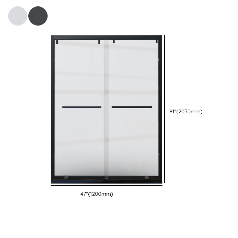 Tempered Glass Shower Bath Door Transparent Metal Semi Frameless Sliding Shower Door