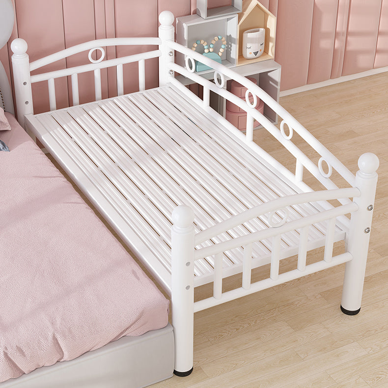 Metal Crib in White Industrial Iron Crib with Guardrails Nursery Bed