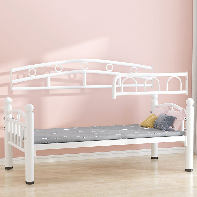 Metal Crib in White Industrial Iron Crib with Guardrails Nursery Bed