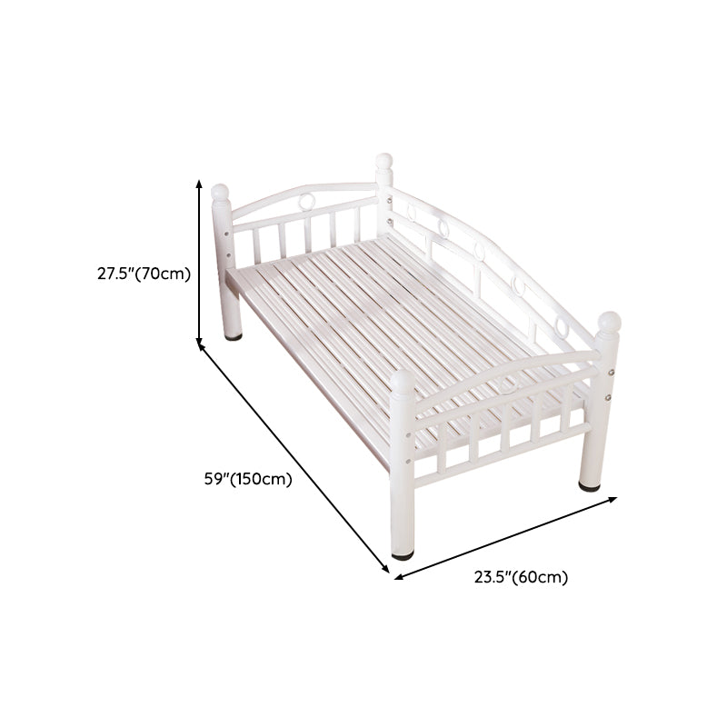 Metal Crib in White Industrial Iron Crib with Guardrails Nursery Bed