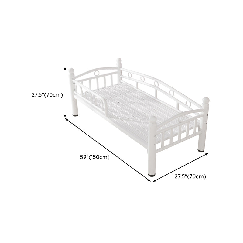 Metal Crib in White Industrial Iron Crib with Guardrails Nursery Bed