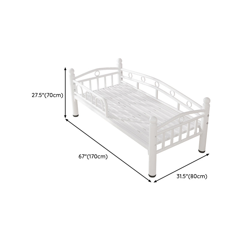 Metal Crib in White Industrial Iron Crib with Guardrails Nursery Bed