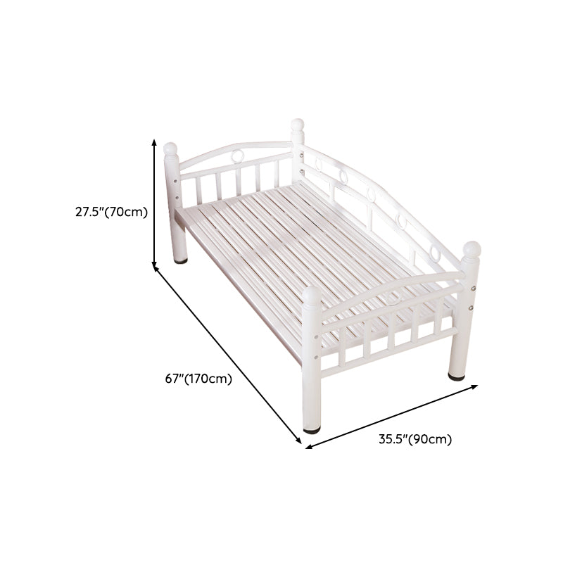 Metal Crib in White Industrial Iron Crib with Guardrails Nursery Bed