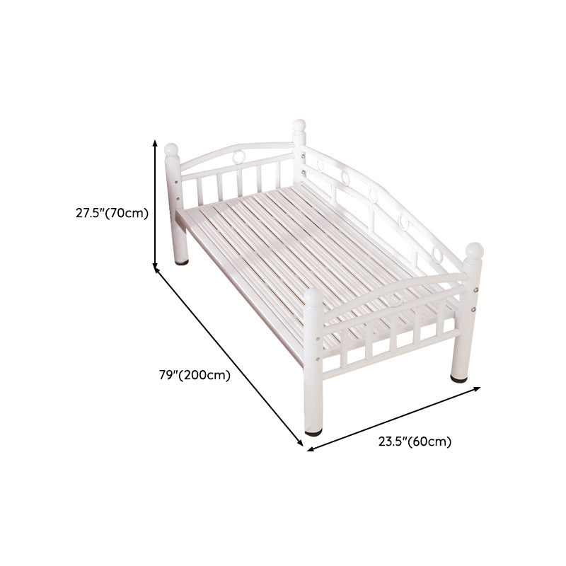 Metal Crib in White Industrial Iron Crib with Guardrails Nursery Bed