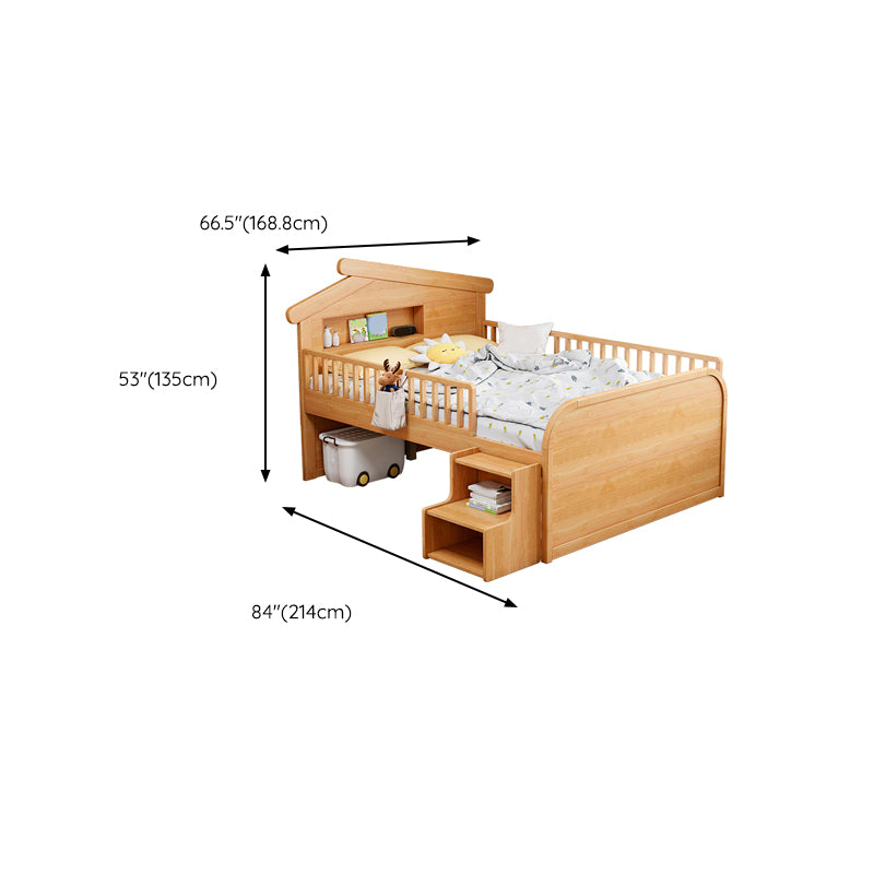 Light Brone Contemporary Nursery Bed with Guardrails in Solid Wood