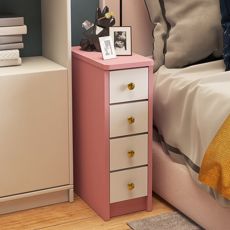 Storage Kids Bedside Table Manufactured Wood Kids Nightstand with 4 Drawers