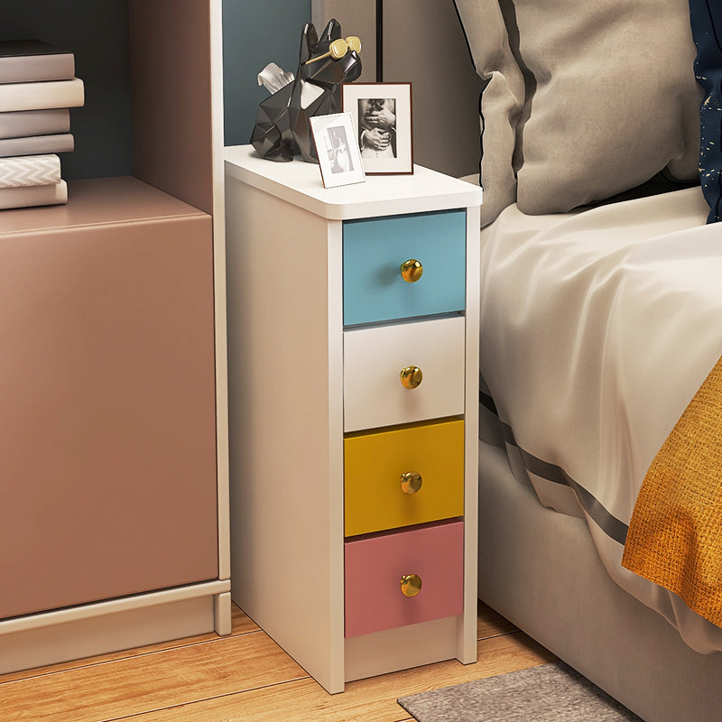 Storage Kids Bedside Table Manufactured Wood Kids Nightstand with 4 Drawers