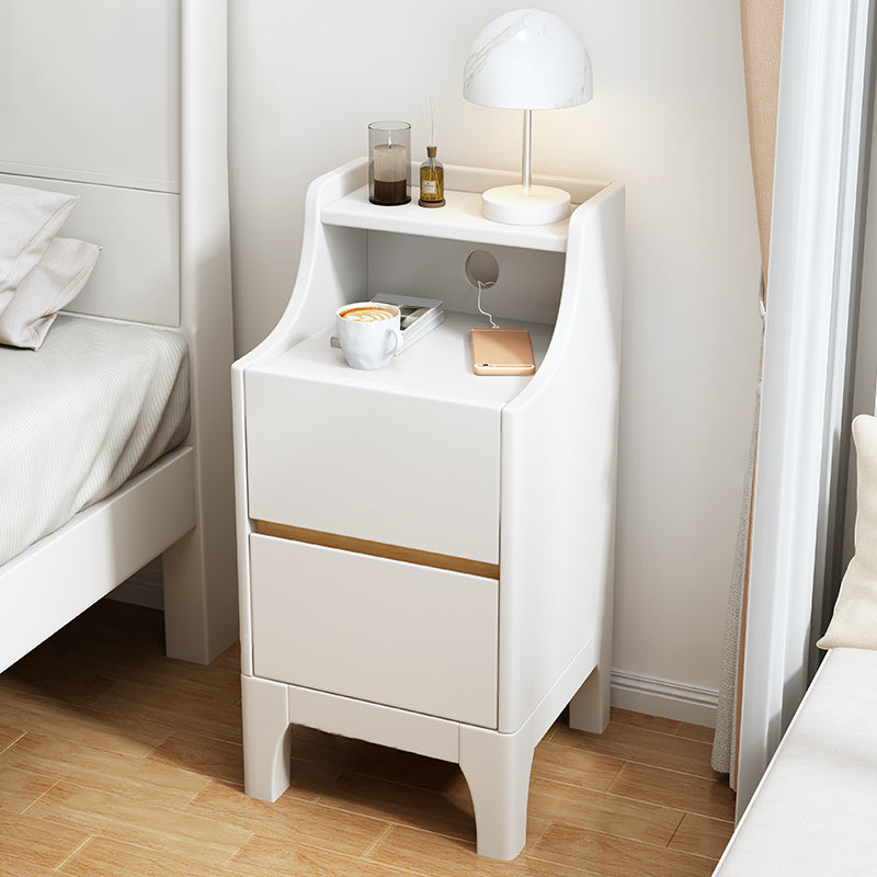 Kids Bedside Table Solid Wood with Drawers Flat Top Youth Nightstand