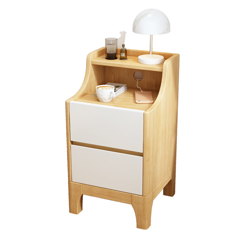 Kids Bedside Table Solid Wood with Drawers Flat Top Youth Nightstand