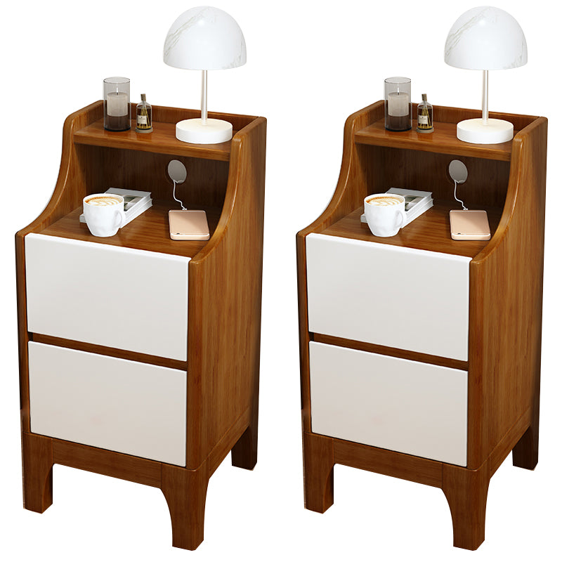 Kids Bedside Table Solid Wood with Drawers Flat Top Youth Nightstand