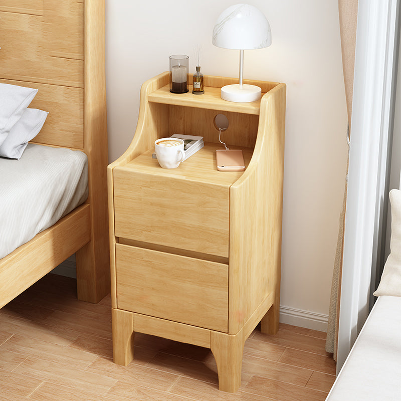 Kids Bedside Table Solid Wood with Drawers Flat Top Youth Nightstand