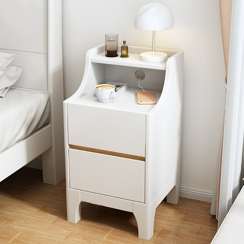 Kids Bedside Table Solid Wood with Drawers Flat Top Youth Nightstand