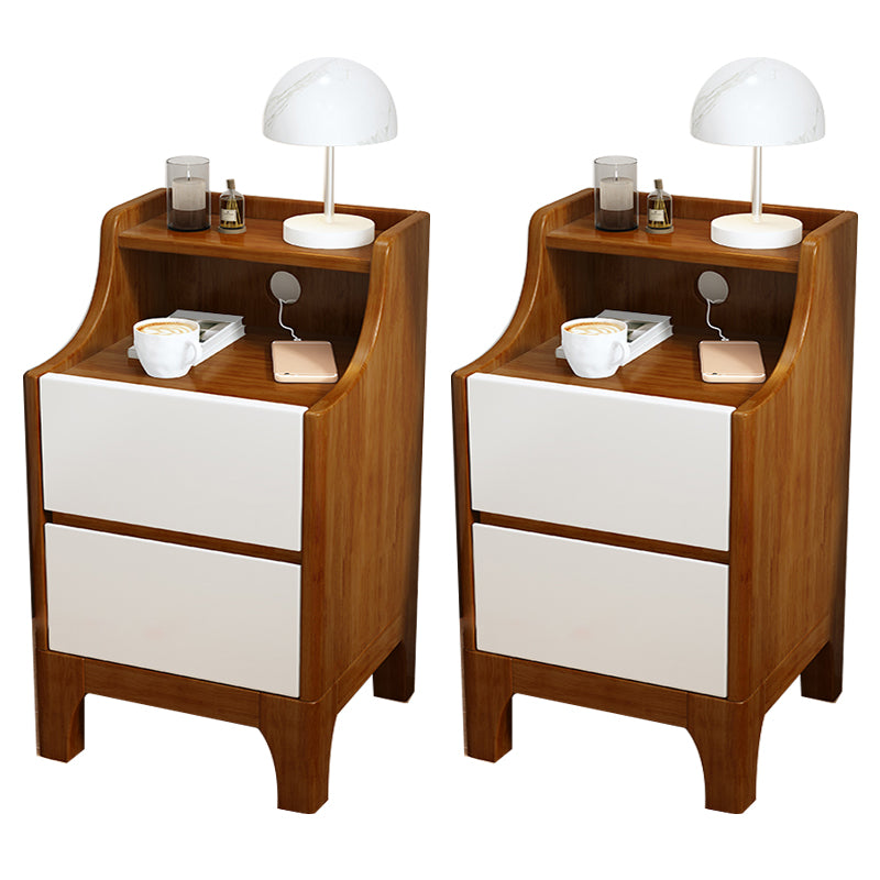 Kids Bedside Table Solid Wood with Drawers Flat Top Youth Nightstand