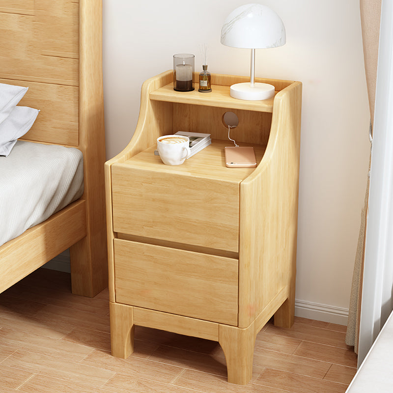 Kids Bedside Table Solid Wood with Drawers Flat Top Youth Nightstand