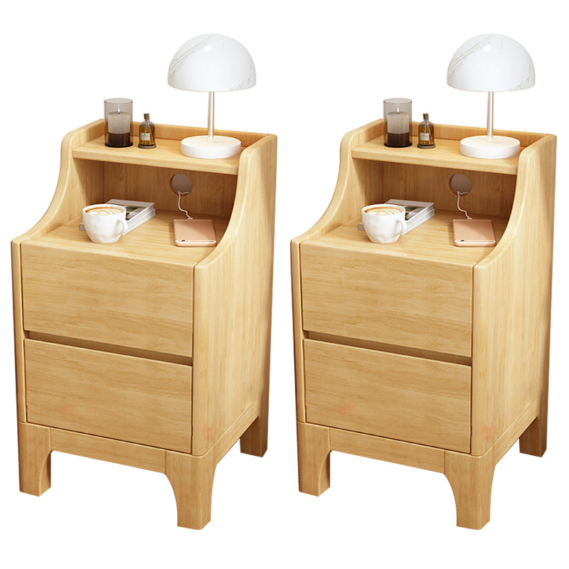 Kids Bedside Table Solid Wood with Drawers Flat Top Youth Nightstand