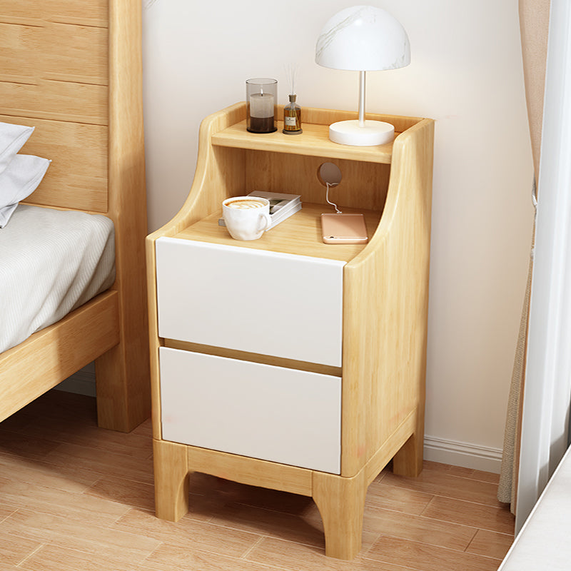 Kids Bedside Table Solid Wood with Drawers Flat Top Youth Nightstand