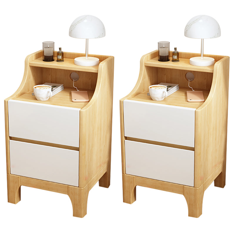 Kids Bedside Table Solid Wood with Drawers Flat Top Youth Nightstand