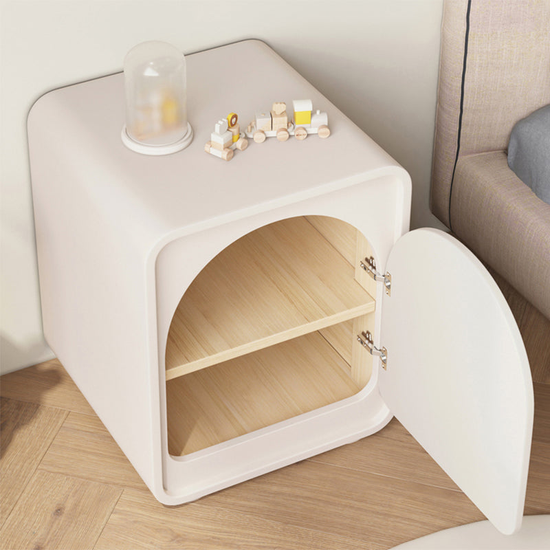 Manufactured Wood Nursery Nightstand with Cabinet Flat Top Neutral Kids Bedside Table