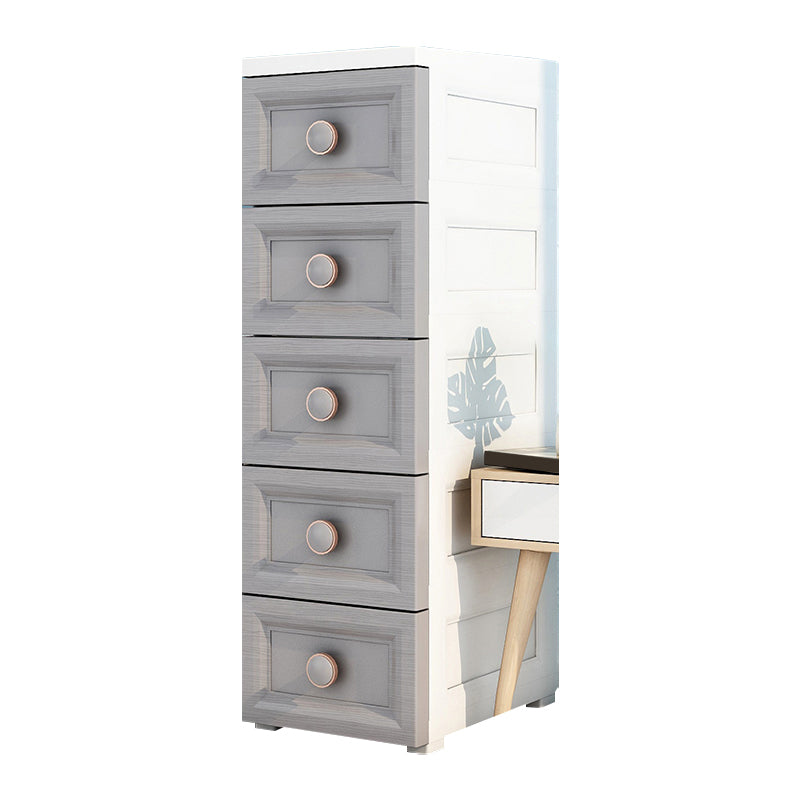 5 Drawers Vertical Kids Nightstand Modernism Plastic Nursery Dresser for Room