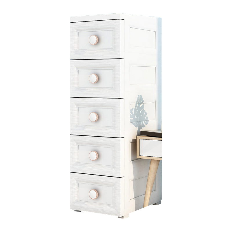 5 Drawers Vertical Kids Nightstand Modernism Plastic Nursery Dresser for Room