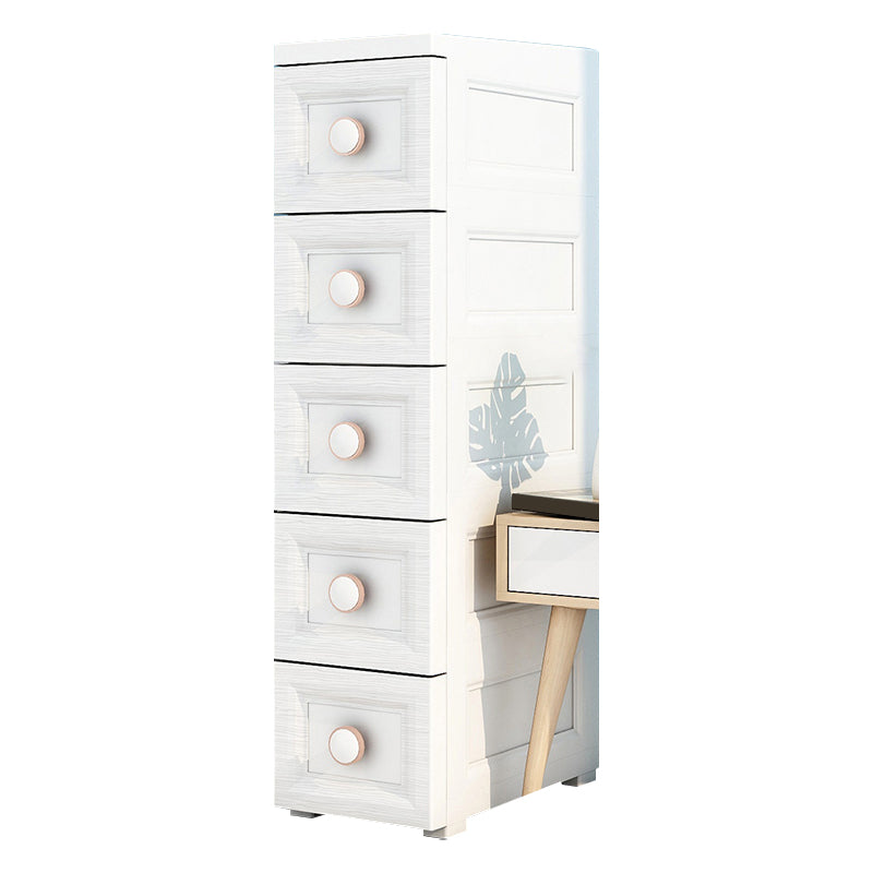 5 Drawers Vertical Kids Nightstand Modernism Plastic Nursery Dresser for Room