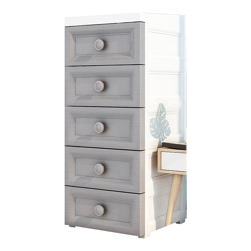 5 Drawers Vertical Kids Nightstand Modernism Plastic Nursery Dresser for Room