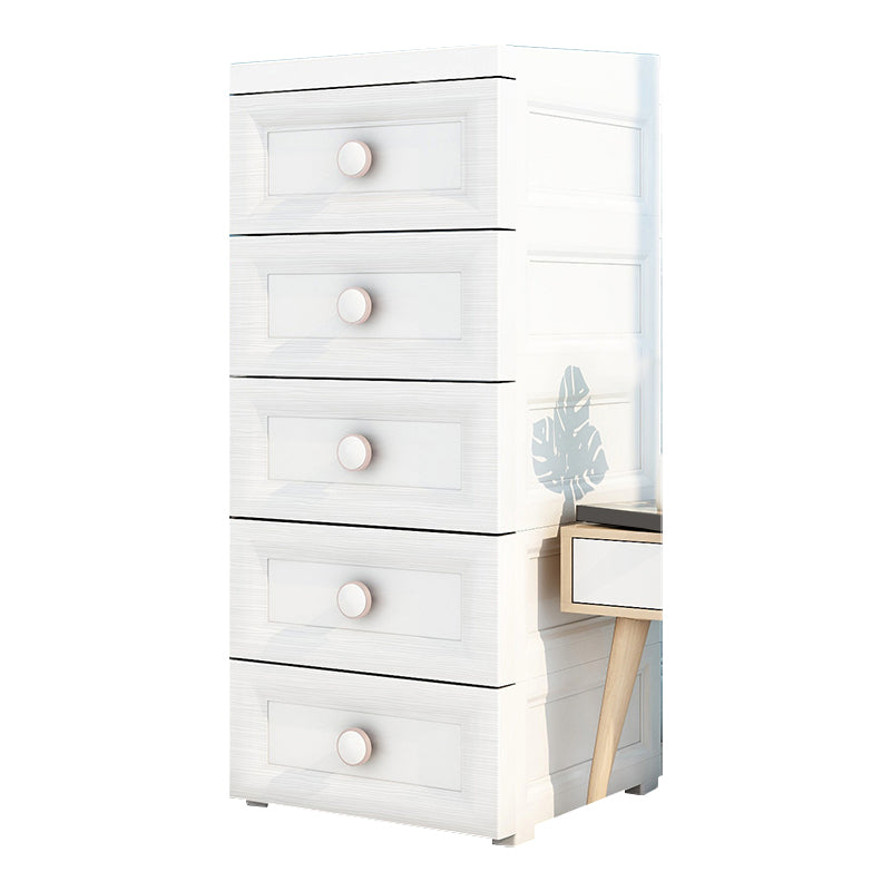 5 Drawers Vertical Kids Nightstand Modernism Plastic Nursery Dresser for Room