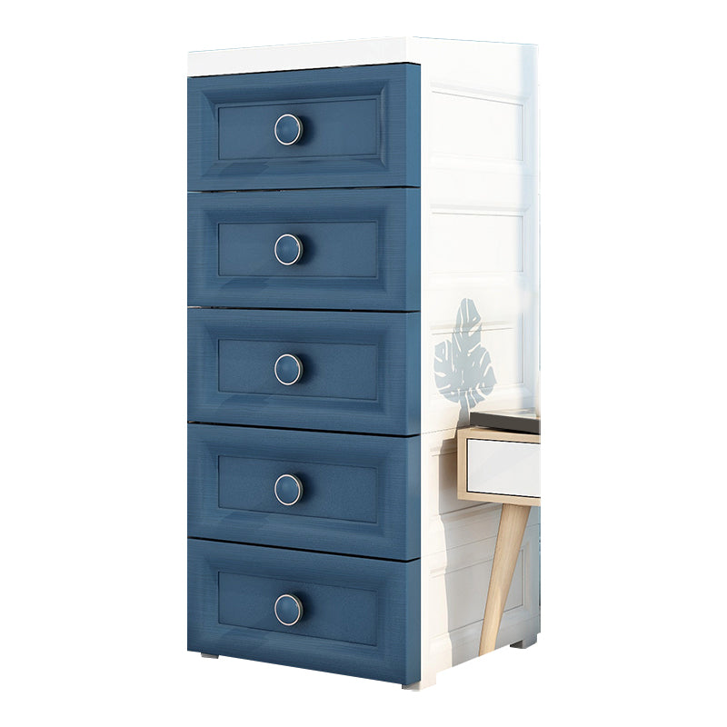 5 Drawers Vertical Kids Nightstand Modernism Plastic Nursery Dresser for Room