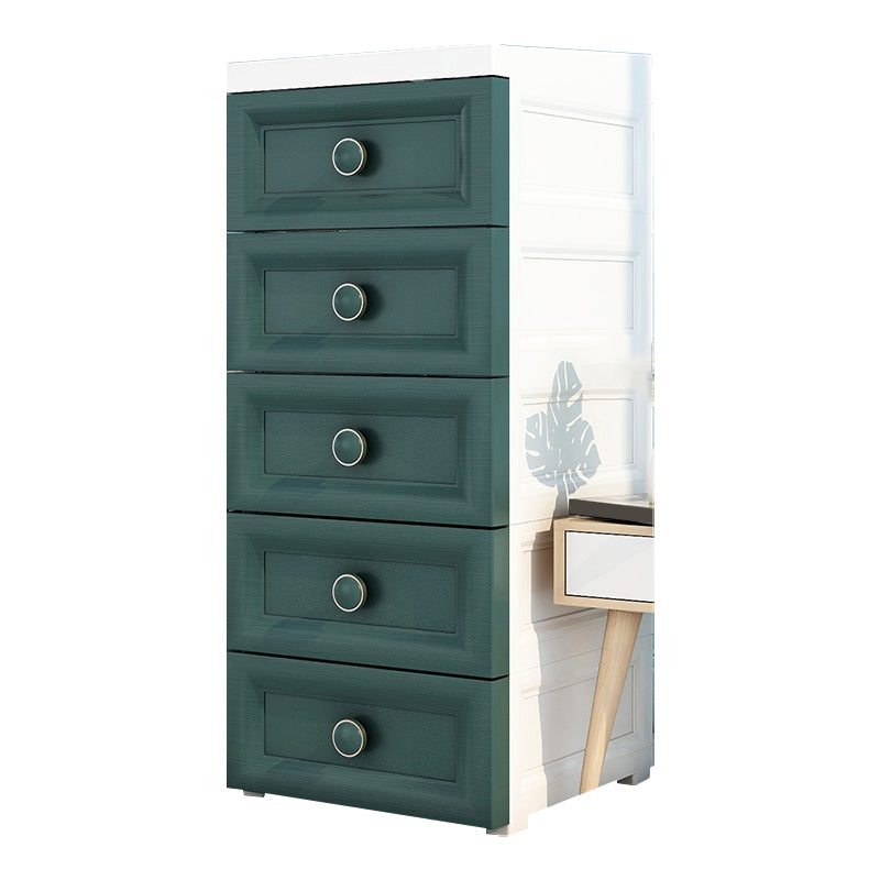 5 Drawers Vertical Kids Nightstand Modernism Plastic Nursery Dresser for Room